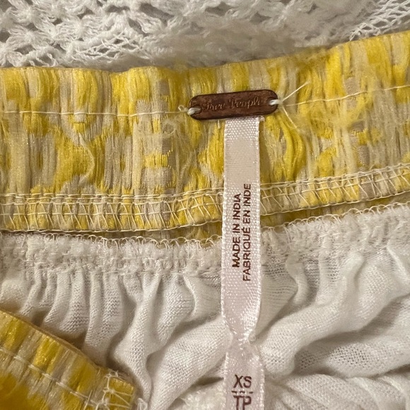 Free People Prairie Days Crochet Lace Tank Top Yellow & White - Picture 4 of 5